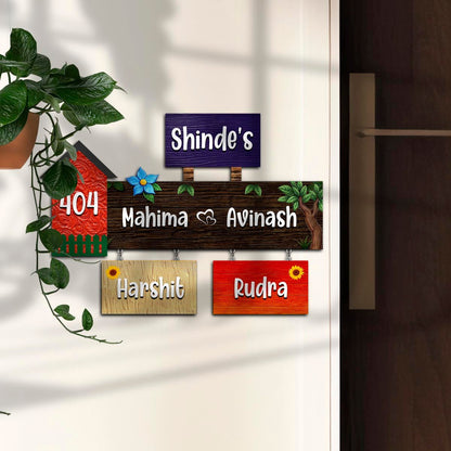Wall Hanging Name Plate – Multi-Panel Family in 3D - Sblossom