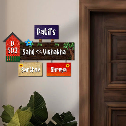 Wall Hanging Name Plate – Multi-Panel Family in 3D - Sblossom
