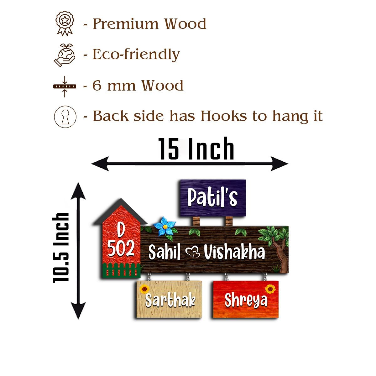 Wall Hanging Name Plate – Multi-Panel Family in 3D - Sblossom