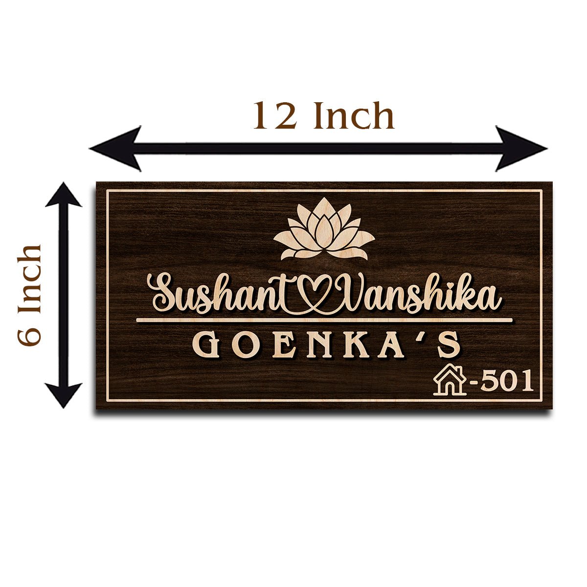Wall Mounted Name Plates – Walnut Lotus Couple in 3D - Sblossom