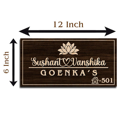 Wall Mounted Name Plates – Walnut Lotus Couple in 3D - Sblossom