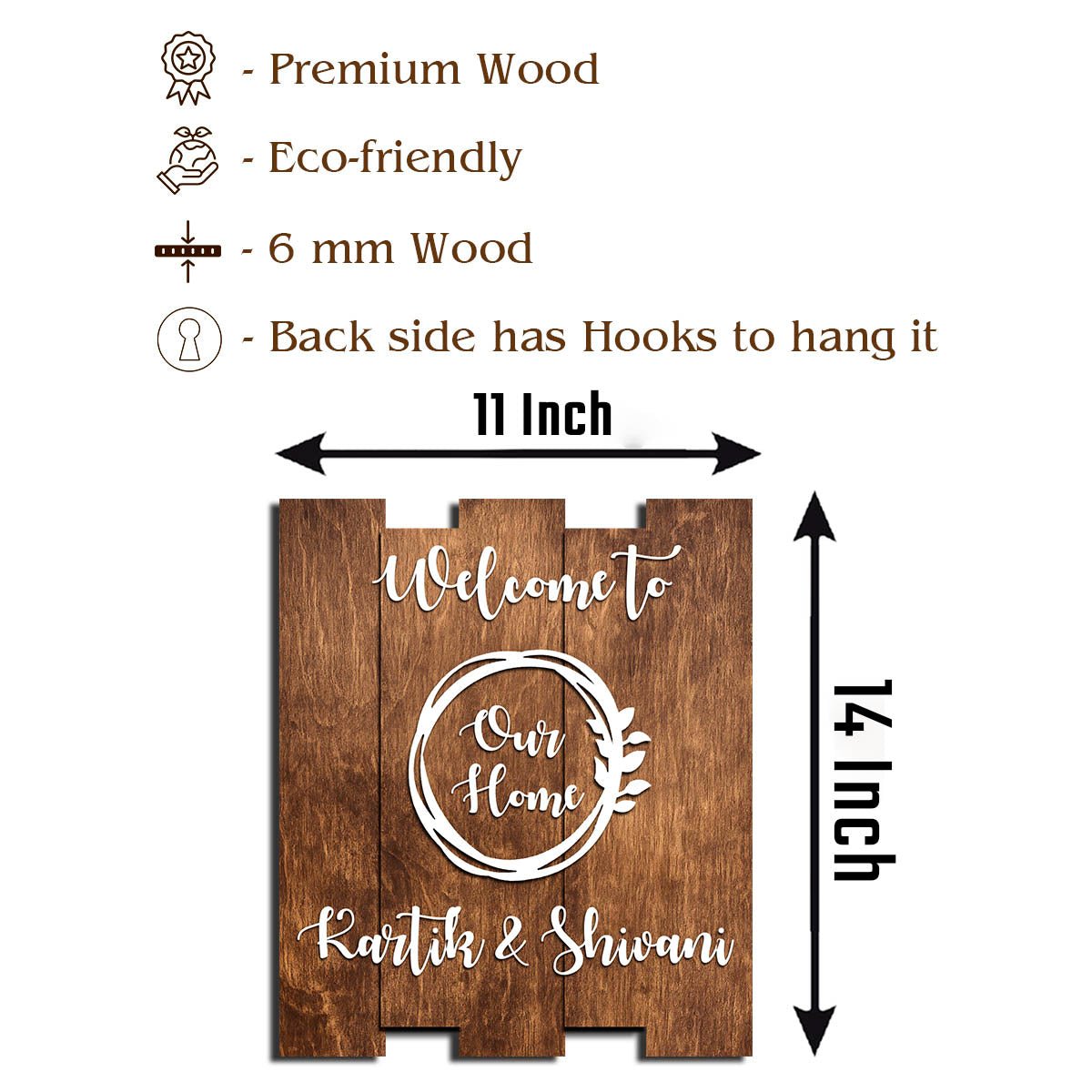 Walnut Circle Home Name Plate for Entrance Door - Sblossom