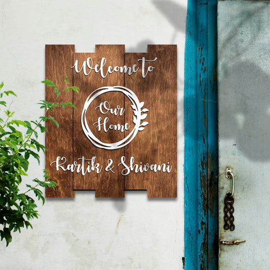 Walnut Circle Home Name Plate for Entrance Door - Sblossom