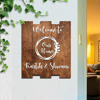 Walnut Circle Home Name Plate for Entrance Door - Sblossom