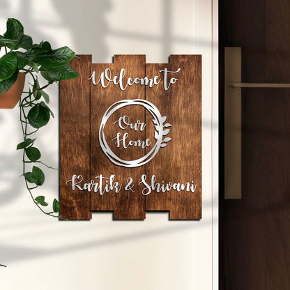Walnut Circle Home Name Plate for Entrance Door - Sblossom