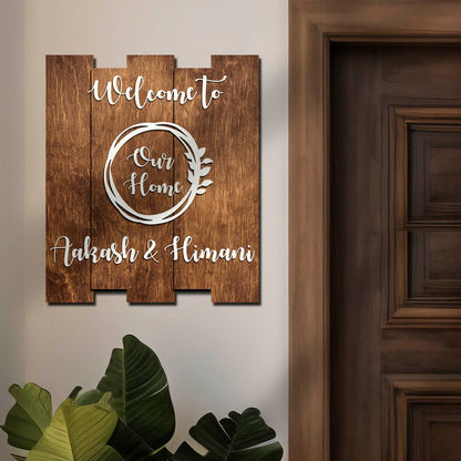 Walnut Circle Home Name Plate for Entrance Door - Sblossom