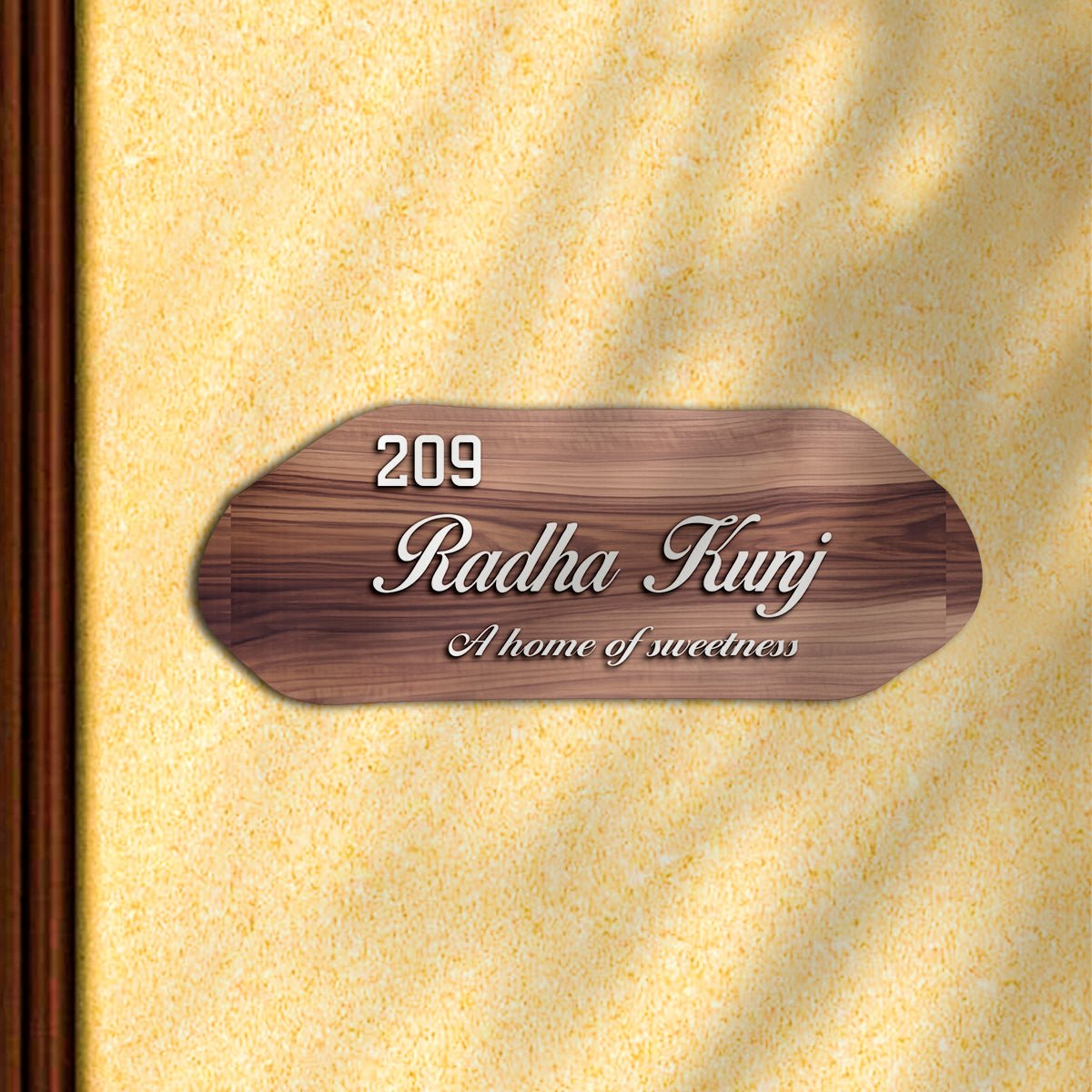 Walnut-Finish Main Name Plate Design for Front Door - Sblossom