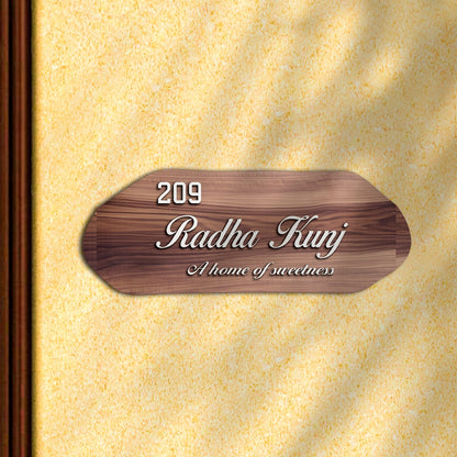 Walnut-Finish Main Name Plate Design for Front Door - Sblossom