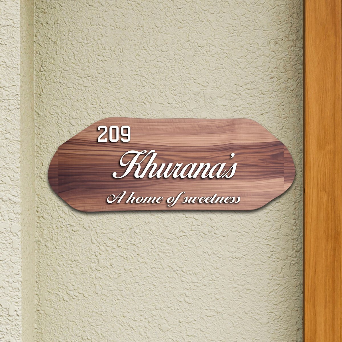 Walnut-Finish Main Name Plate Design for Front Door - Sblossom