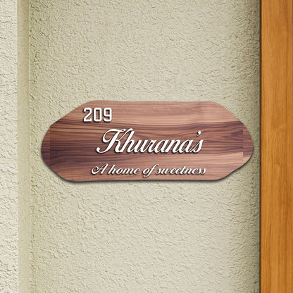 Walnut-Finish Main Name Plate Design for Front Door - Sblossom