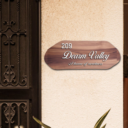 Walnut-Finish Main Name Plate Design for Front Door - Sblossom