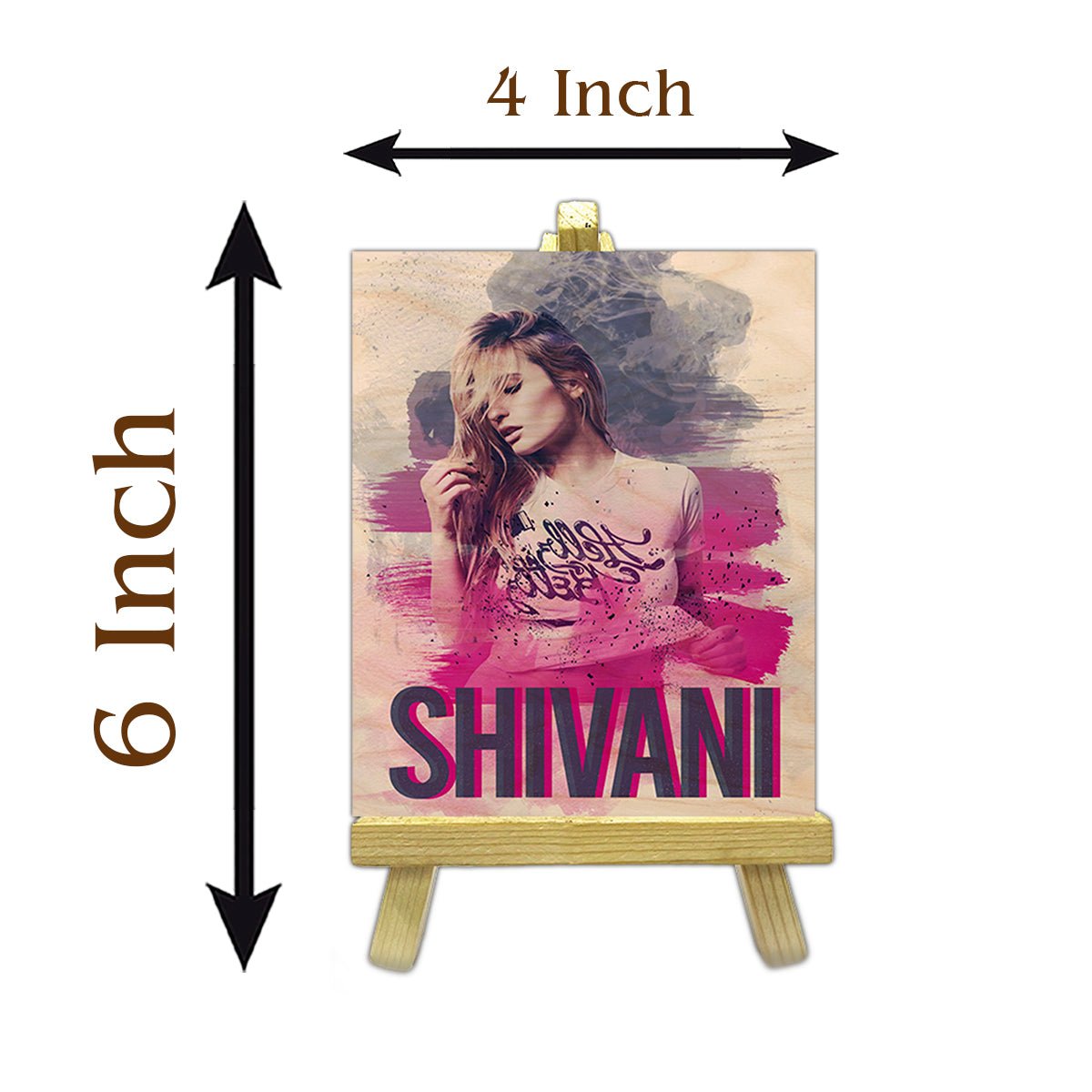 Watercolor Wood Print with Stand and Personalized Photo Art Design - Sblossom