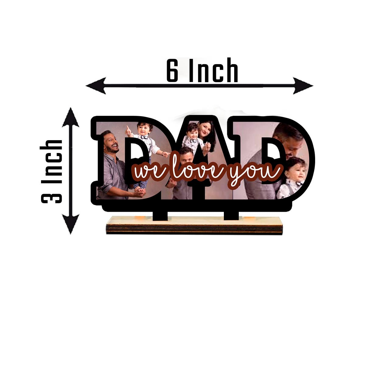 We Love You Dad Table Decor in Wood with Personalized Photos - Sblossom