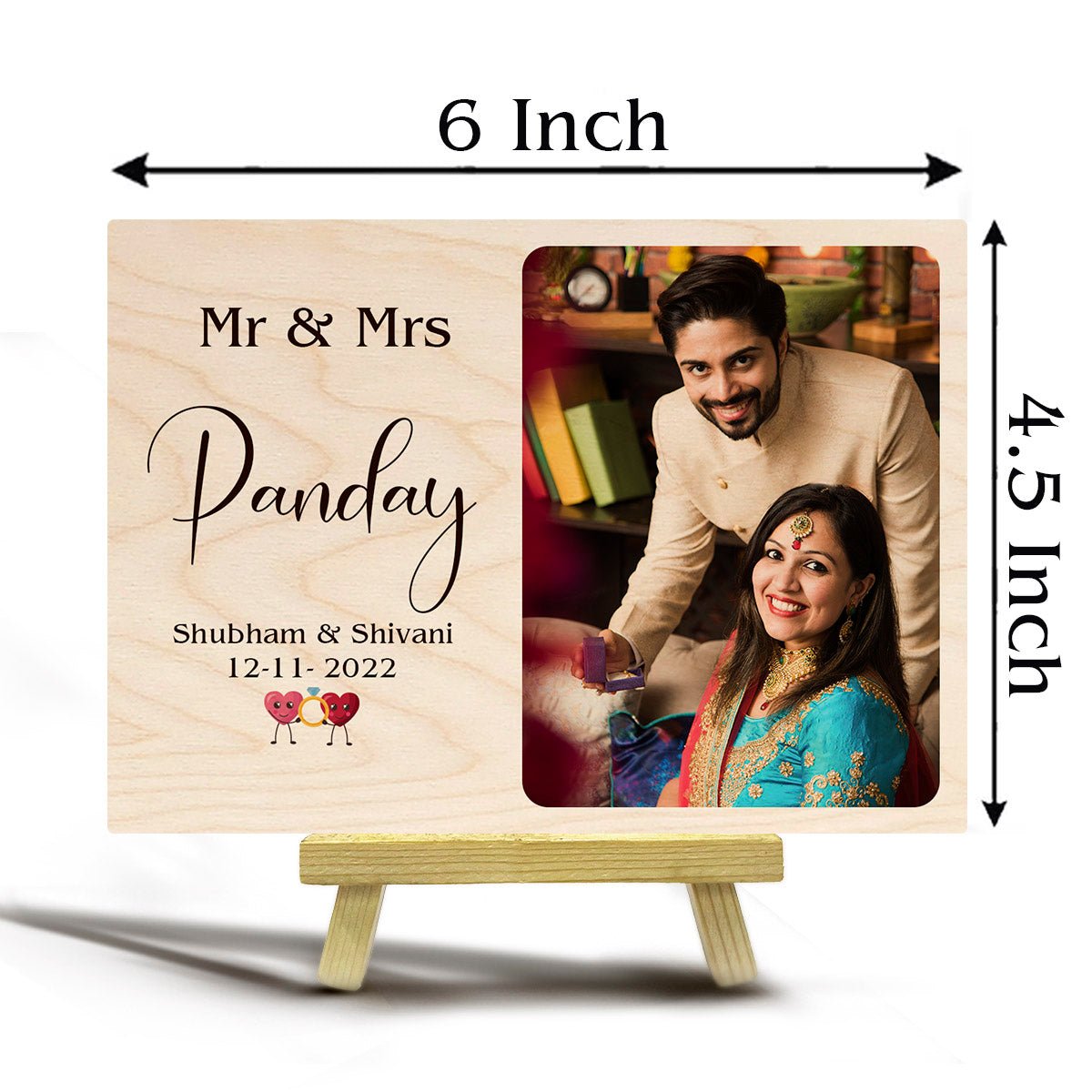 Wedding Plaque in Wood with Personalized Mr and Mrs Names Design - Sblossom