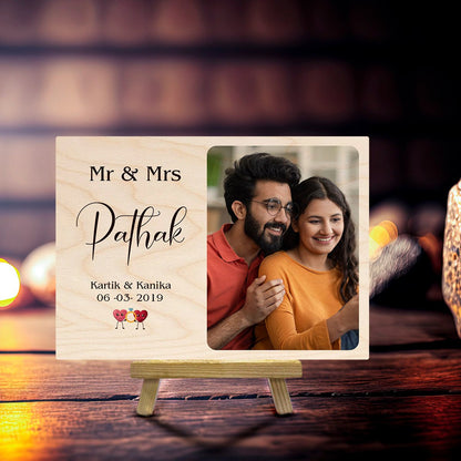 Wedding Plaque in Wood with Personalized Mr and Mrs Names Design - Sblossom