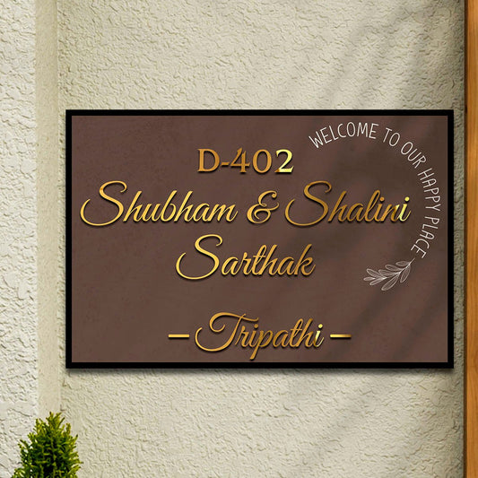 Welcome Home Name Plate – Gold 3D Acrylic Letters - Sblossom