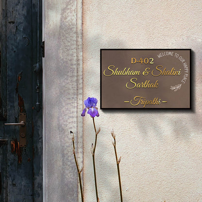 Welcome Home Name Plate – Gold 3D Acrylic Letters - Sblossom