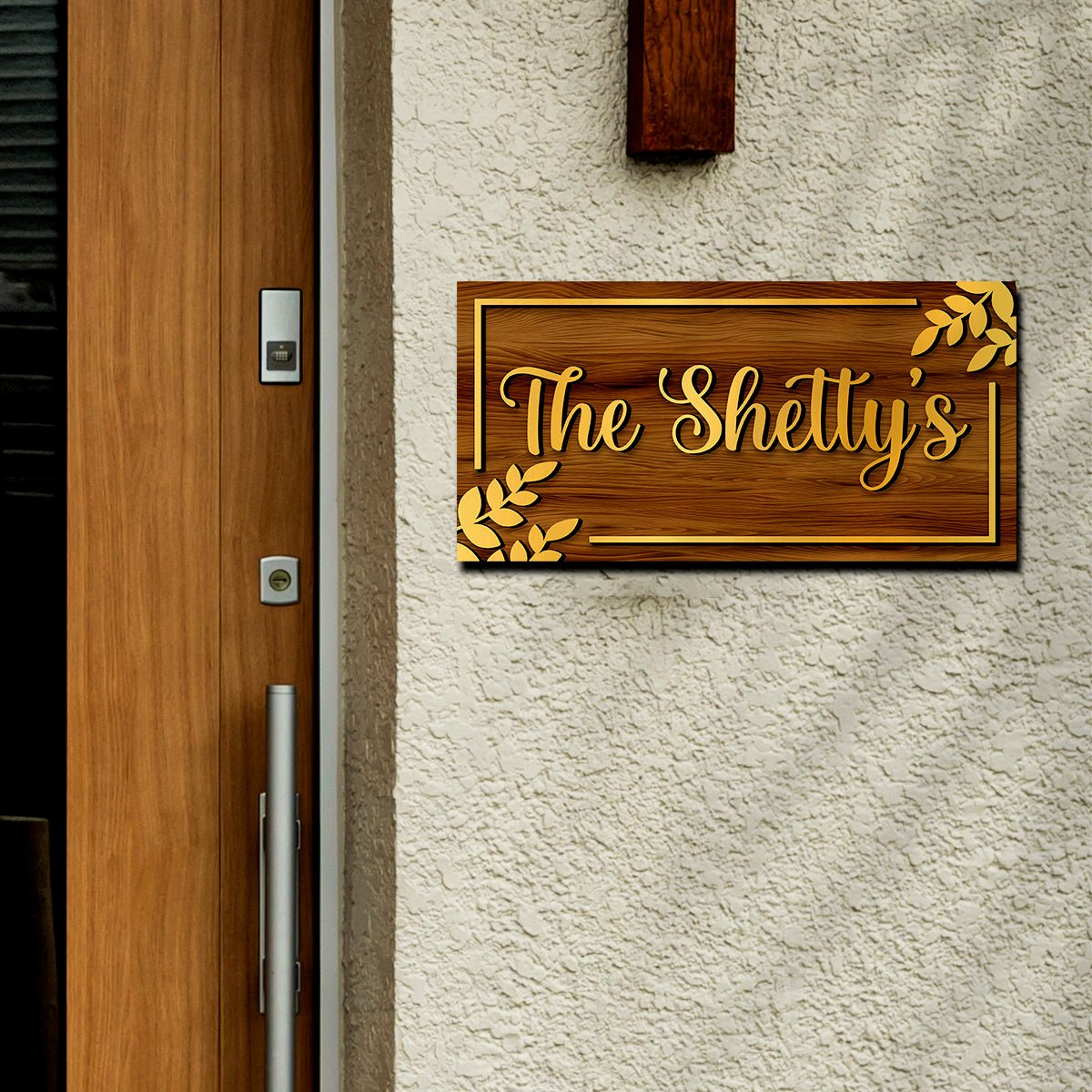 Wheat-Leaf Name Plate for House Door – Gold Acrylic - Sblossom