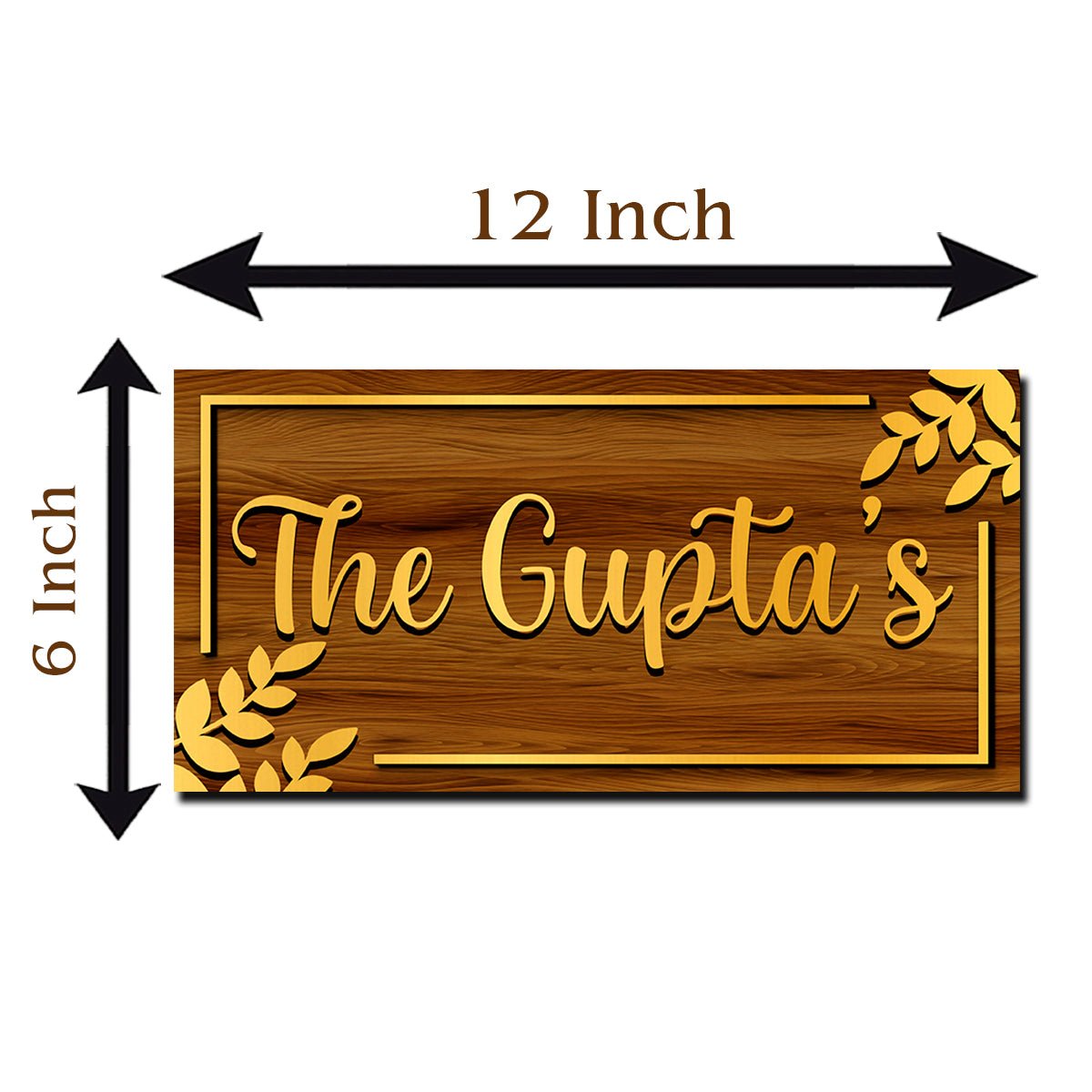 Wheat-Leaf Name Plate for House Door – Gold Acrylic - Sblossom