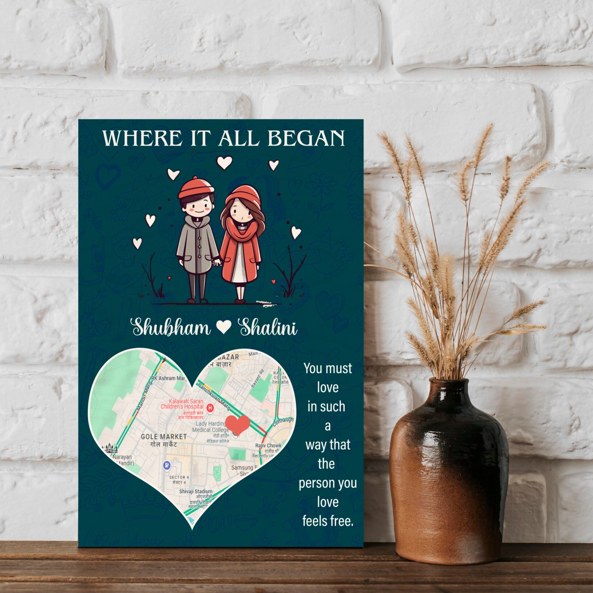 Where It All Began Map Print on Wood with Personalized Location - Sblossom