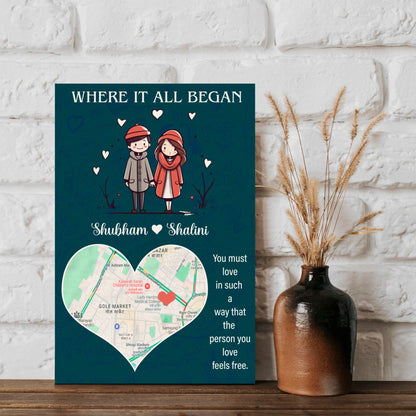 Where It All Began Map Print on Wood with Personalized Location - Sblossom