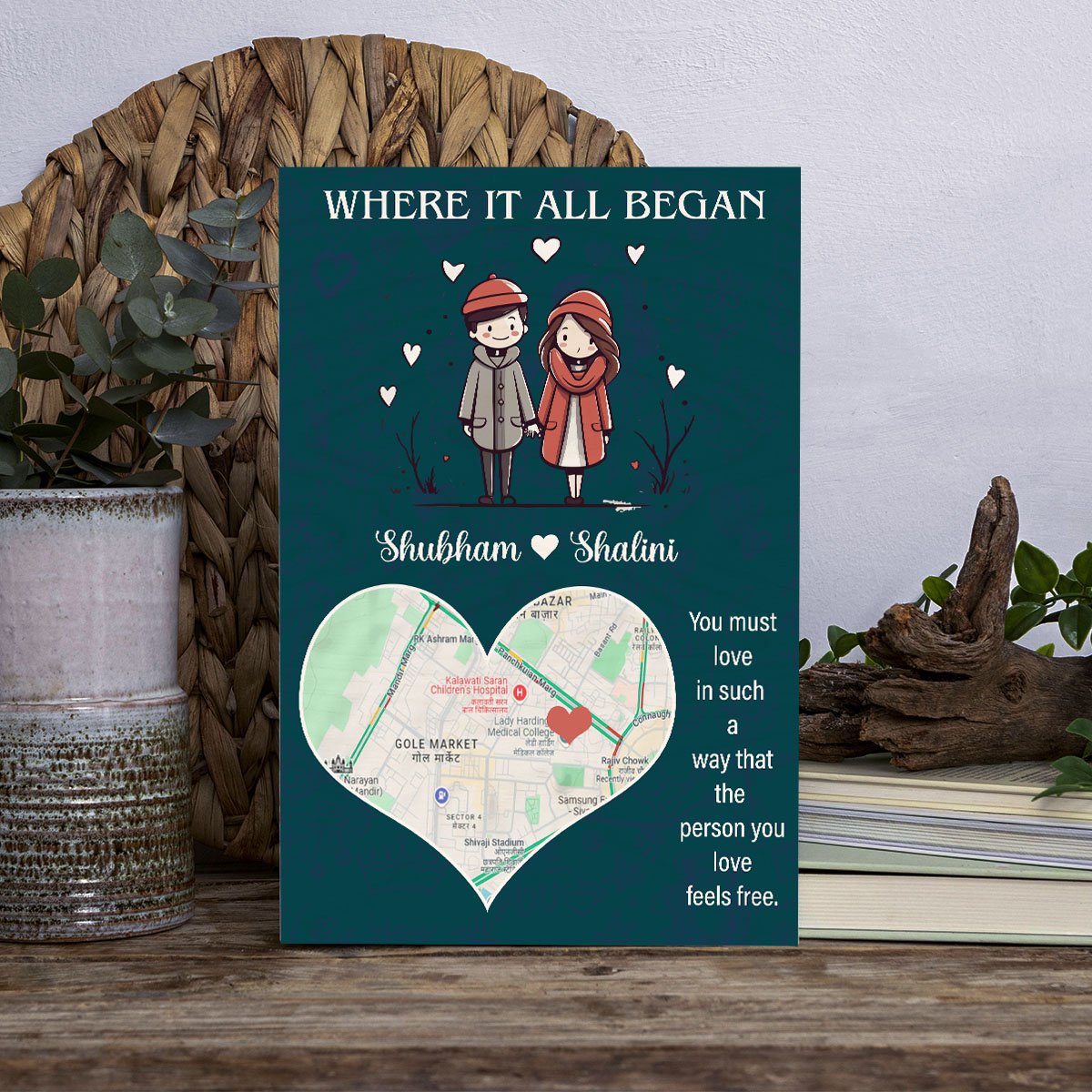 Where It All Began Map Print on Wood with Personalized Location - Sblossom