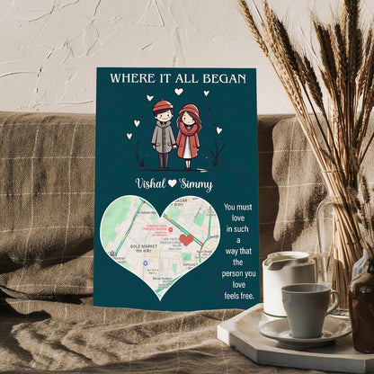 Where It All Began Map Print on Wood with Personalized Location - Sblossom