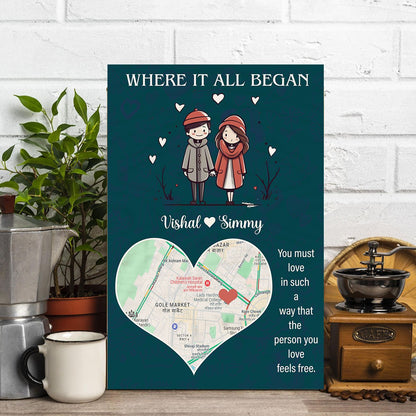 Where It All Began Map Print on Wood with Personalized Location - Sblossom