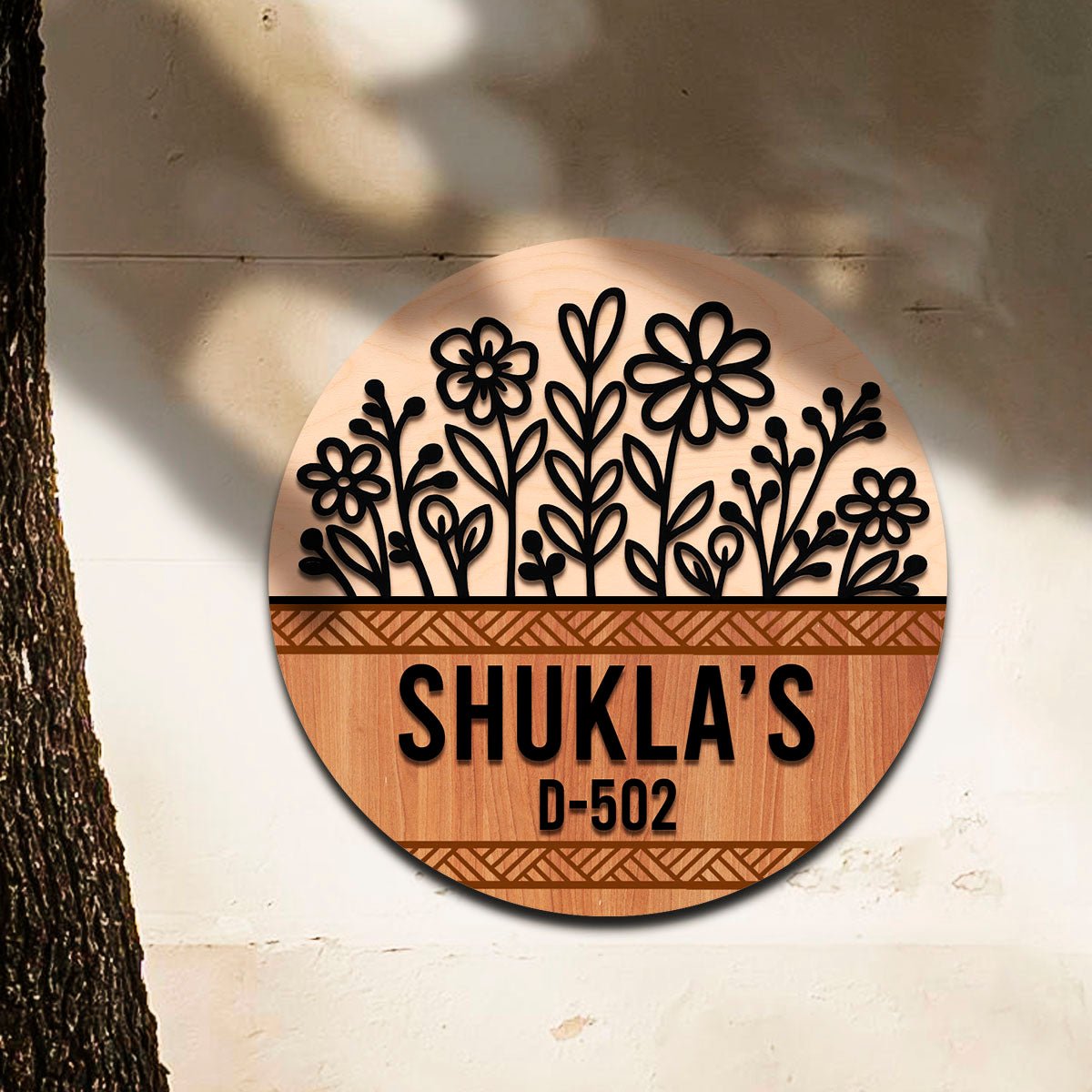 Wildflower Cut-Out Wood Door Name Plates, 12x12 Inch - Sblossom