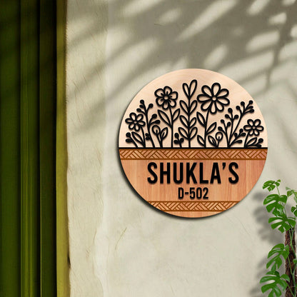 Wildflower Cut-Out Wood Door Name Plates, 12x12 Inch - Sblossom