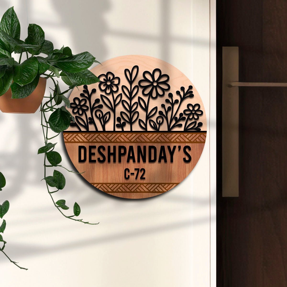 Wildflower Cut-Out Wood Door Name Plates, 12x12 Inch - Sblossom