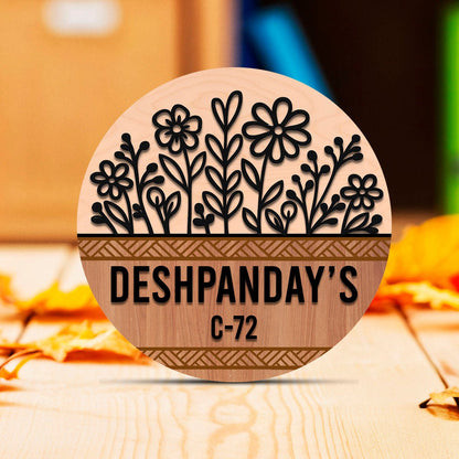 Wildflower Cut-Out Wood Door Name Plates, 12x12 Inch - Sblossom