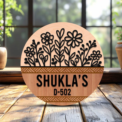 Wildflower Cut-Out Wood Door Name Plates, 12x12 Inch - Sblossom
