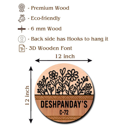 Wildflower Cut-Out Wood Door Name Plates, 12x12 Inch - Sblossom