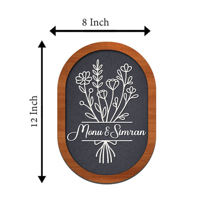 Wildflower-Oval Fancy House Name Plate for Front Door - Sblossom