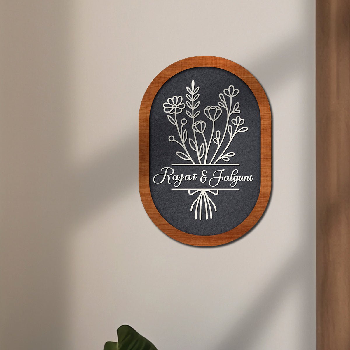 Wildflower-Oval Fancy House Name Plate for Front Door - Sblossom