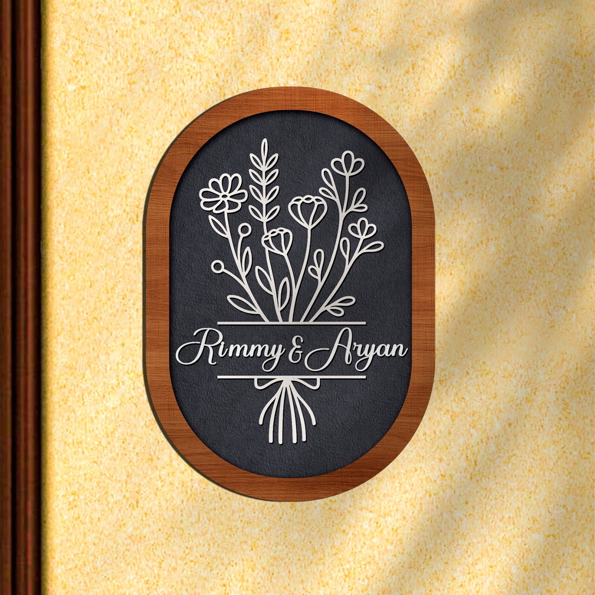 Wildflower-Oval Fancy House Name Plate for Front Door - Sblossom
