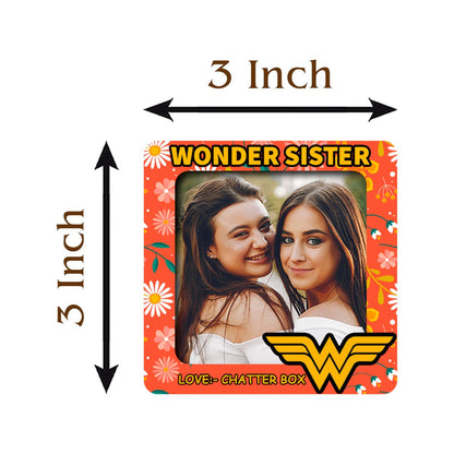 Wonder Sister Floral Magnet in Wood with Personalized Photo Print - Sblossom