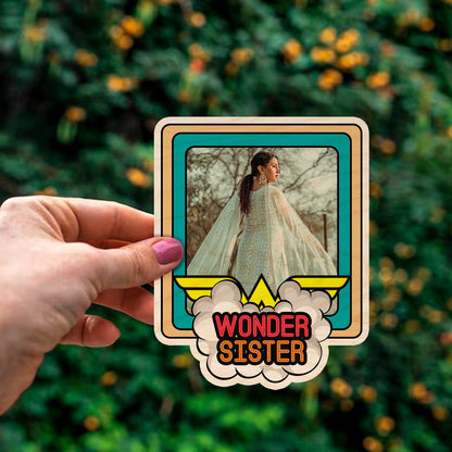 Wonder Sister Fridge Magnet in Wood with Comic Teal Photo - Sblossom