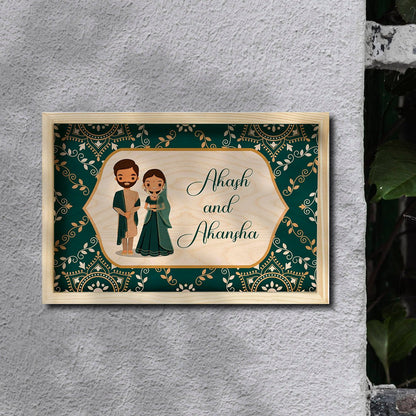 Wood Name Board for Home Door – Couple Frame - Sblossom