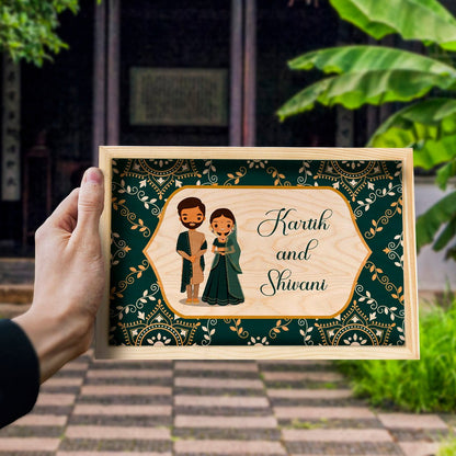 Wood Name Board for Home Door – Couple Frame - Sblossom