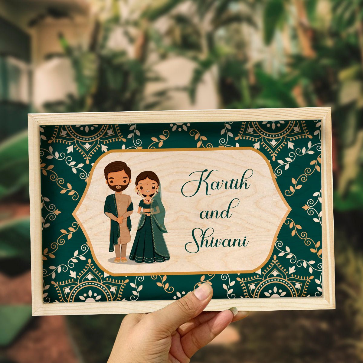 Wood Name Board for Home Door – Couple Frame - Sblossom