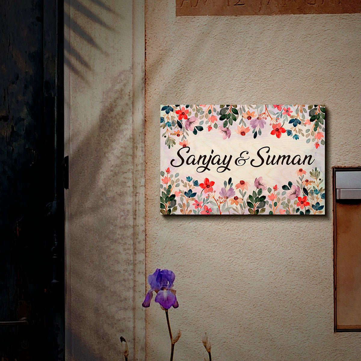 Wood Name Plate Design for Entrance Door - Sblossom