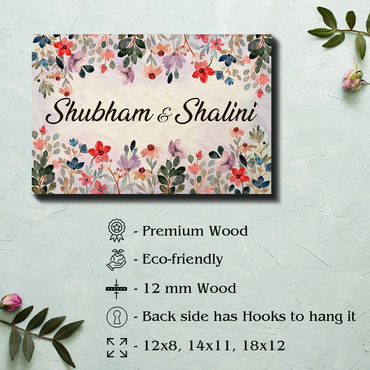 Wood Name Plate Design for Entrance Door - Sblossom