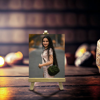 Wood Print Art Miniature with Personalized Couple Photo and Stand - Sblossom