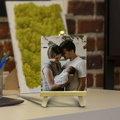 Wood Print Art Miniature with Personalized Couple Photo and Stand - Sblossom
