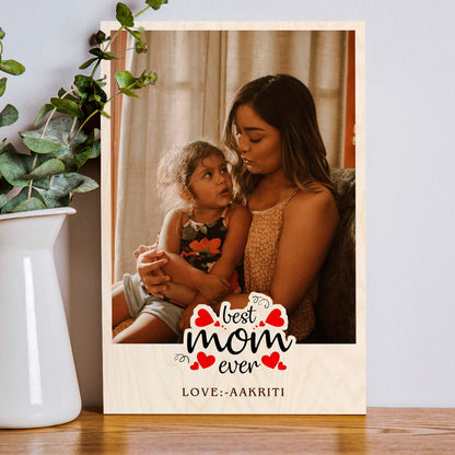 Wood Print for Mom with Personalized Photo and Warm Mom Theme - Sblossom