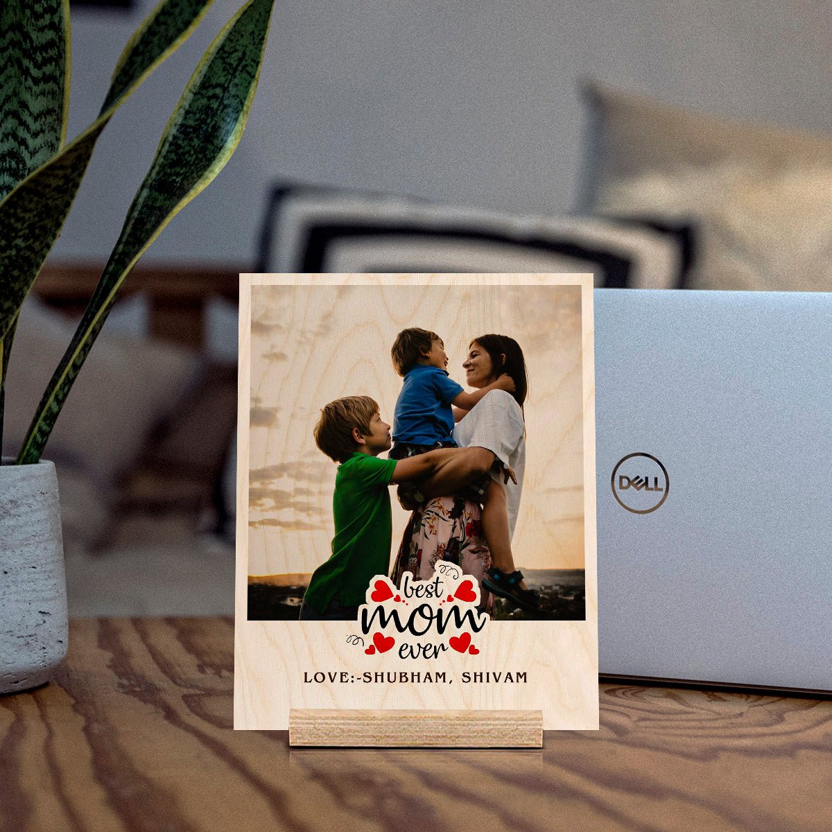 Wood Print for Mom with Personalized Photo and Warm Mom Theme - Sblossom
