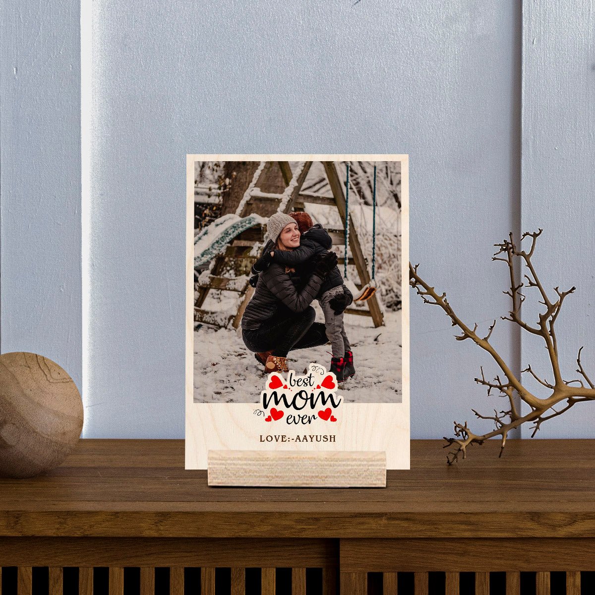 Wood Print for Mom with Personalized Photo and Warm Mom Theme - Sblossom