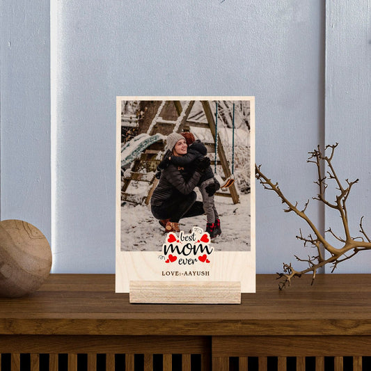 Wood Print for Mom with Personalized Photo and Warm Mom Theme - Sblossom